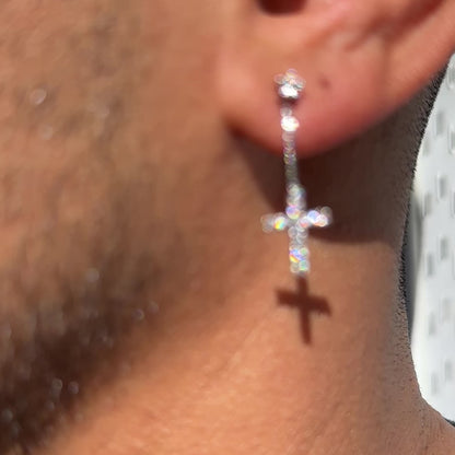 Drop Cross Stud Earring